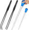 2 Pieces Aquarium Coral Feeder with Stainless Steel Feeding Tweezers, Syringe Spot Coral Feeding Tools (Blue, Black)