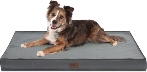 Orthopedic Dog Bed for Large Dogs, Washable Dog Crate Bed with Egg Crate Foam and Removable Oxford Cooling Cover, Grey