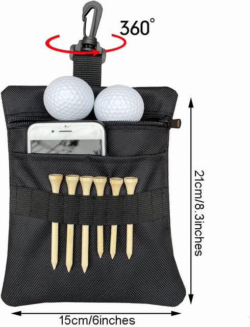 Zipper Golf Tee Pouch Bag, Golf Ball Accessory Pouch for Men