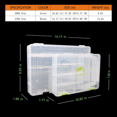 YVLEEN Fishing Tackle Boxes, 3600 3700 Plastic Storage Organizer with Removable Dividers, 2/4 Packs