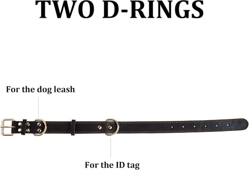 Genuine Leather Dog Collar, Heavy Duty Wide Collar for Small, Medium, Large, Extra Large Dogs (XL: 1.4" Wide for
