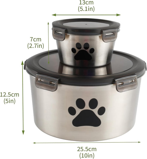 Lolytama Container,118 oz Containers,2 Canned Cat Food Storage Cat Food Storage Container with Airtight Lid,Stainless
