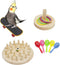 MinrzPet 4-in-1 Bird Activity Set Mini Skateboard, Stacking Rings, Rattle & Colorful Peg