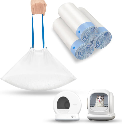 60 Count Drawstring Cat Litter Bags Compatible with MeoWant MW-SC02/MW-SC01/MW-LR01,Thick Automatic &