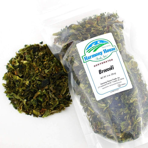 (2 oz, Harmony House Foods Dried Broccoli, Flowerets ZIP Pouch) for Cooking, Camping, Emergency Supply, and More