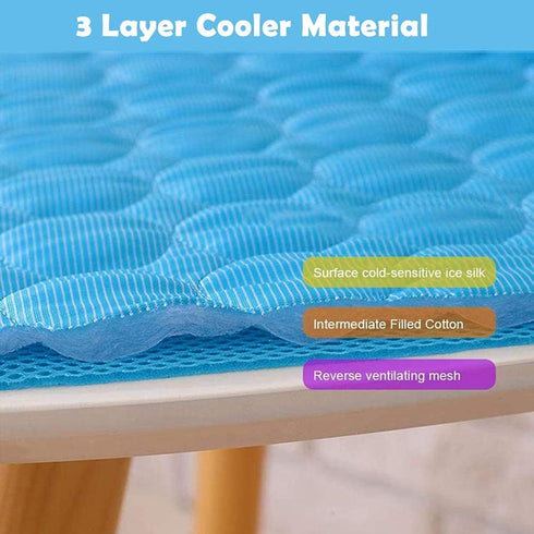 Extra Large Dog Cooling Mat, Breathable Washable Summer Pet Cooling Pad for Kennels, Crates, Beds (Blue) 40"x28"