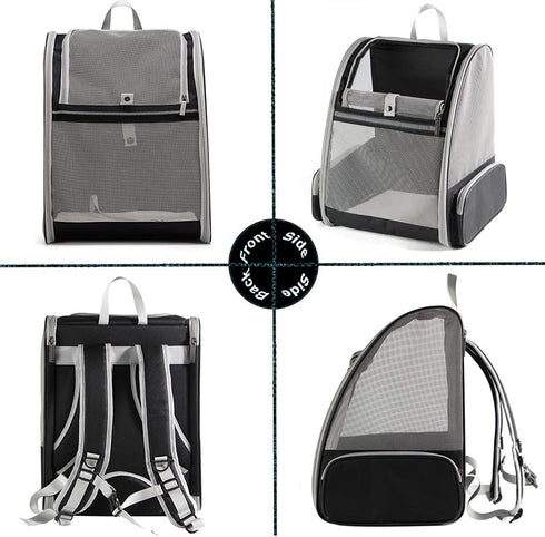 Breathable Cat Backpack Carrier - Fully Ventilated Pet Carrier for Bunnies & Small Puppies, Collapsible Airline