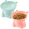 2 Pcs Plastic Elevated Cat Bowls, Tilted Cat Food and Water Bowls for Kittens, Pink and Green Cat Accessories