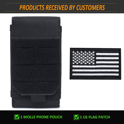 Upgrade 1000D Laser Cut Molle Phone Pouch, Heavy Duty Waterproof Tactical Cell Phone Holder for 4.7"-6.7" Phones