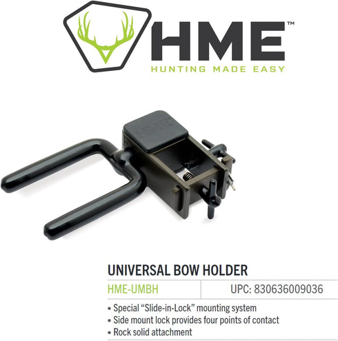 HME Durable Reliable Universally Mountable Hunting Tree Stand Bow Holder - 360 Fork Rotation