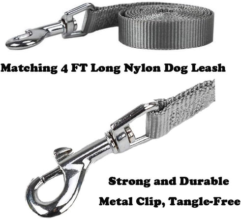 Dog Harness and Leash Set: Soft Mesh No Pull Vest with Bowtie for Small Dogs & Cats (Large, Grey Plaid)