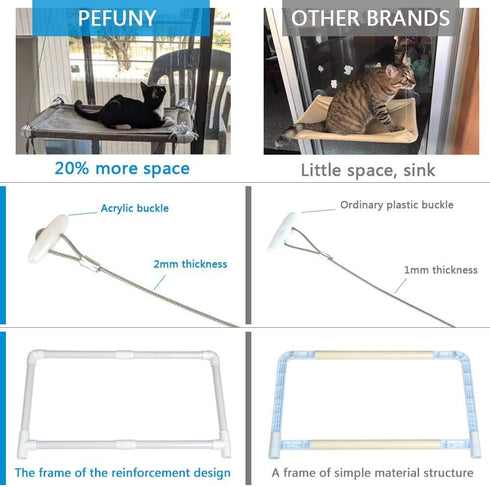 Cat Bed Window, Cat Window Hammock Perch, Safety Cat Shelves for Large Cats, Space Saving Mounted Cat Seat (Beige)