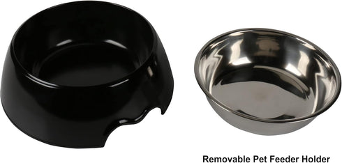M&BGWPP Melamine Plastic Dog Food Bowl, Non-Skid Base, 2-in-1 Removable Stainless Steel Feeder for Dogs and Cats (14oz)