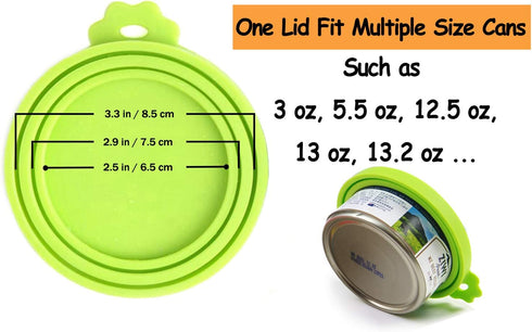 Comtim Pet Food Can Cover - Silicone Can Lids for Dog and Cat Food (Universal Size, Green and Orange)