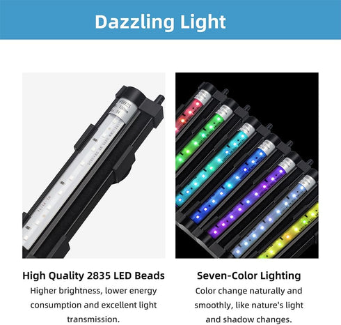 DaToo 6Inch IP68 Submersible Aquarium Light Fish Tank Light Bubbler Wall with Air Bubble Hole Waterproof Color Changing