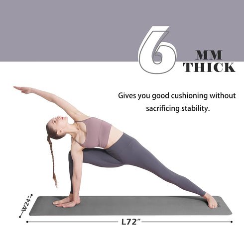 Non Slip Yoga Mat, Eco Friendly Pilates Fitness Mats, Anti-Tear 1/4" Thick for Women, Home Workout with Carrying Sling
