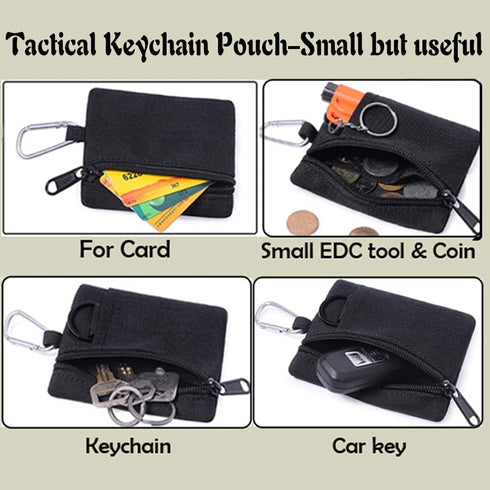 Tactical Keychain Pouch - Military Mini Size EDC Pocket Organizer as Coin Purse ID Card Holder