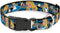 Buckle-Down Plastic Clip Collar - Alice in Wonderland Poses/Clock/Stripe Black/White/Blues - 1" Wide