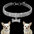 Dogs Kingdom 3 Rows Rhinestones Necklace Pet Cat Dog Collar, Bling Rhinestone Bone Jewelry, White, S:8-10" Neck