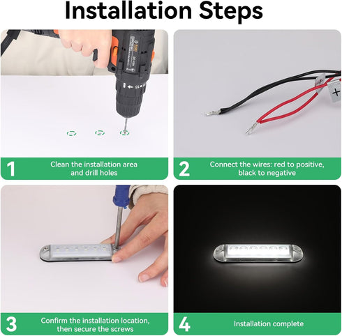 12V 4PCS, 4 Inches IP67 Sailboat RGBW Boat LED Courtesy Light Marine Courtesy Light Strip, Waterproof Boat Interior