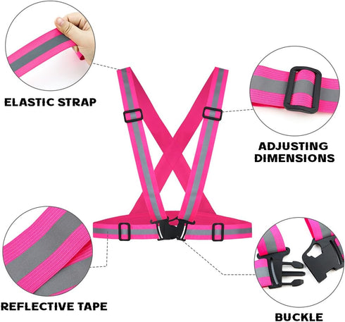 Tenalleys Adjustable High Visibility Reflective Vest Running Gear, 2 Pack for Men & Women, Night Cycling, Hiking,