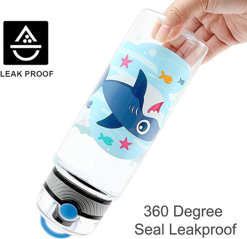Home Tune 23oz Kids Water Bottle for School Boys, BPA FREE Tritan, Leak Proof Flip Top Lid, Carry Handle - Shark.