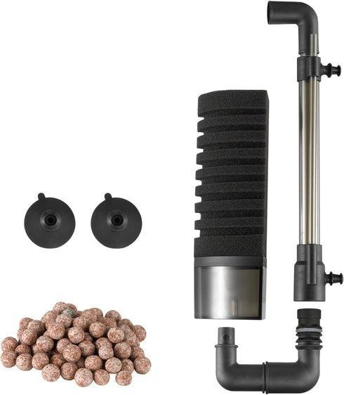 Carefree Fish Aquarium Filter Sponge, Quiet Bubble Filter with 3 Sponges and Filtered Ceramic Balls