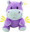 OraneeeO Plush Squeaky Toys for Dogs, Stuffed Hippo Toys with Crinkle to Keep