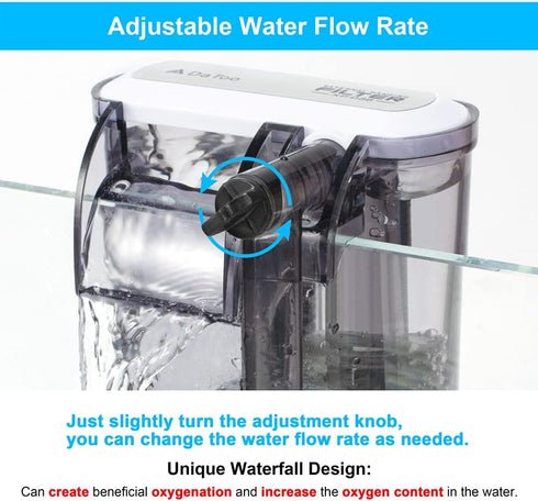 DaToo Hang On Filter, Small Fish Tank Hanging Power Waterfall Filtration System