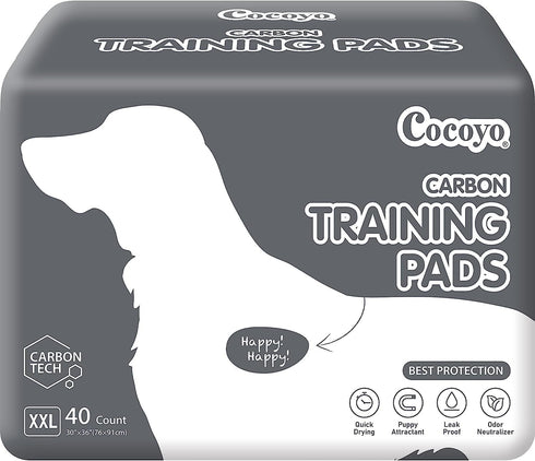 COCOYO Extra Large Dog Training Pads, Premium Charcoal Pee Pads, Carbon Absorb Urine Odor (40 Count, XXL)