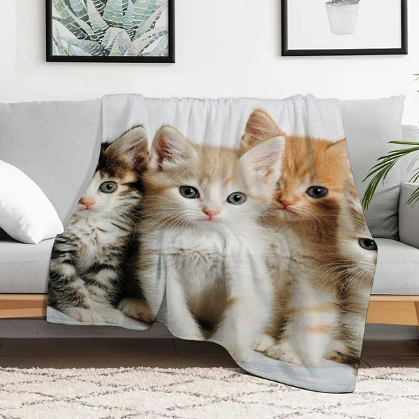 PALNKART Cute Cat Flannel Blanket for Sofa Bed Travel Camping Chair, Soft Warm