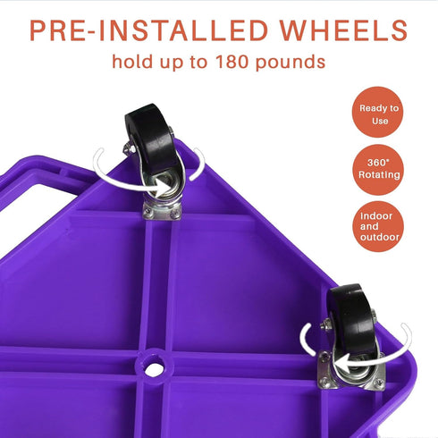 2 1 2 4 Plastic Scooter Boards with Handles for Kids Sitting and Sports Training, with Ring, Ropes and Beanbags, Indoor