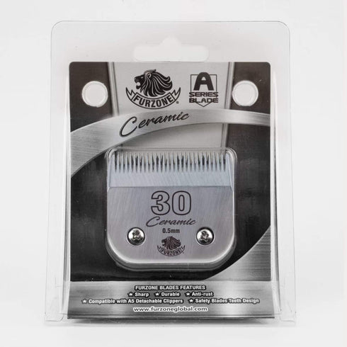 Detachable Ceramic Blade Size 30, 1/50", High-Tech Materials, Compatible with Most Andis, Oster, Wahl A5 Clippers