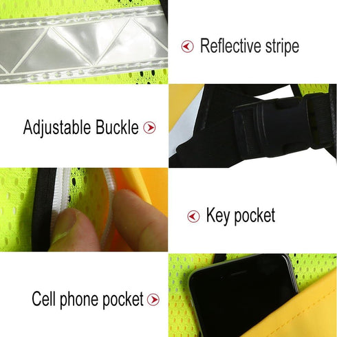 Keenso Multi-function Reflective Running Vest, Night Vision Sports Mesh Vest with Pocket
