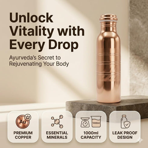 Generic 34 Oz Hammered Immediately Pure Copper Water Bottle Extra Large Ayurvedic Drinking Vessel Drink More Water