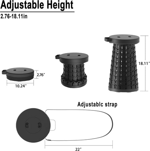2026 18.1" 600lbs Upgraded Portable Folding Stool, Collapsible Stools, Max Weight, Lightweight But Sturdy, Telescoping