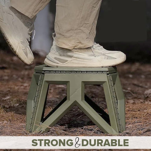 HOME ARCHIVE Folding Step Stool, Portable Camping Chair, Nonslip Platform, Lightweight Plastic Construction, Army Green