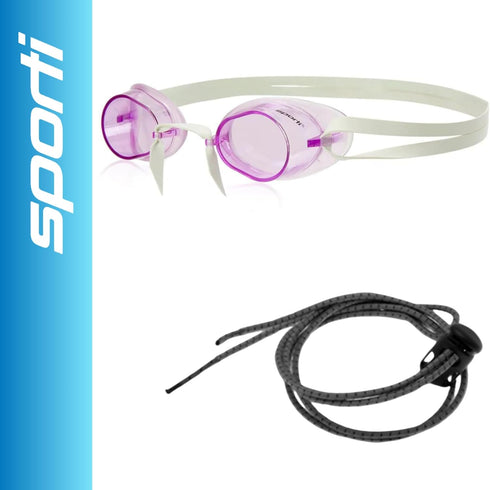 Sporti Unisex Adult Swedish Swimming Goggles, Antifog Swim Goggles for Men & Women, UV Protection, Bungee Strap