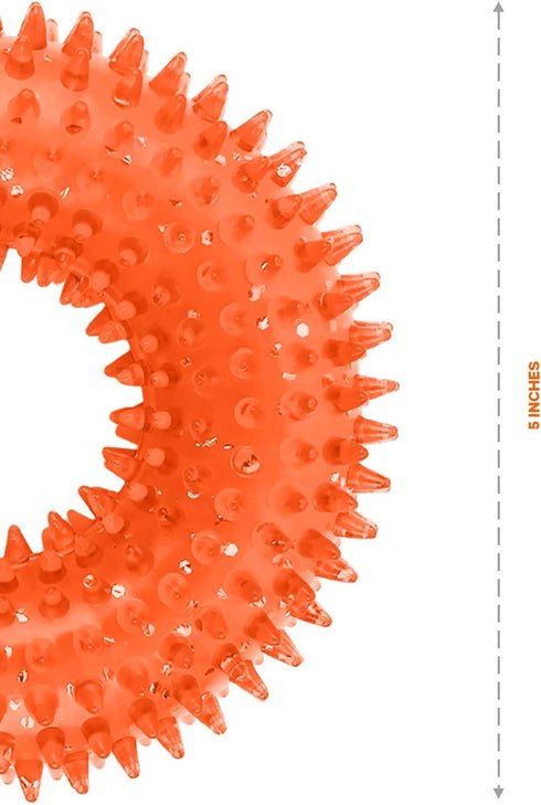 ASPCA Squeaky Puppy Teething Spikey Glitter Ring Chew Toy - Non-Toxic TPR Rubber for Small to Medium Dogs - Random Color