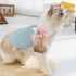 ANIAC Denim Small Puppy Dress - 3D Flowers Girl Dog Clothes with D-Ring, Striped Harness (X-Small, Pink)