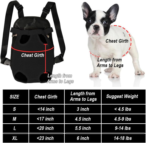 FEimaX Dog Carrier Backpack - Adjustable Hands-Free Travel Bag for Small Medium Dogs and Cats (Small, Black)