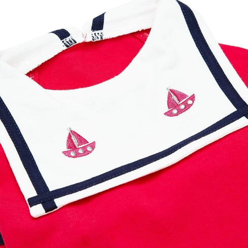 Blueberry Pet Soft & Comfy Summer Vacation Beach Cotton Dog T-Shirts, Cerise Red, 2 Pack, Sailor Suit