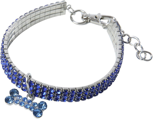 Rhinestone Pet Collar - Sparkling 3 Rows Crystal Diamond Dog Collars - Adjustable Wedding Collar for Small Medium Large