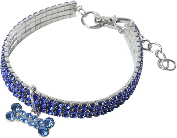 Rhinestone Pet Collar - Sparkling 3 Rows Crystal Diamond Dog Collars - Adjustable Wedding Collar for Small Medium Large