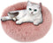 otoez Kitten Puppy Bed 15.7" Pink, Extra Small Round Dog Cat Beds, Anti-Anxiety Plush Calming Donut Bed