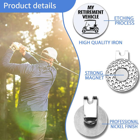 My Retirement Vehicle Golf Ball Marker with Magnetic Hat Clip - Funny Gift for Men Women