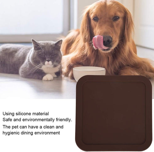 8.6x8.6 Inches Non-Slip Silicone Pet Feeding Mat for Cats and Dogs, Dog Bowl Mat with Raised Edge, Spill Proof Placemat