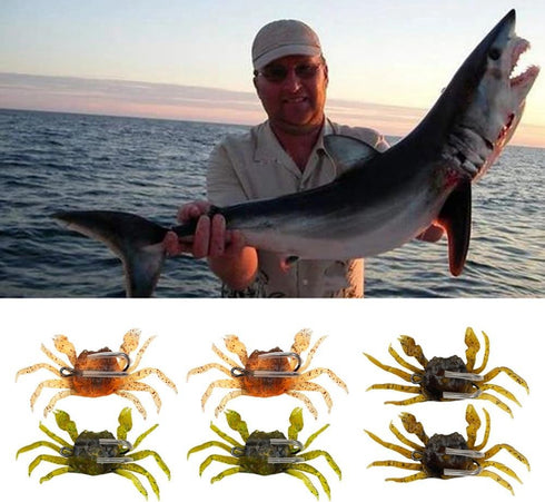 Viodmss 6pcs 3D Cranka Crab Lure Crab Bait Simulated Crab Soft Lure with Double Hooks for Fishing Accessories Tools