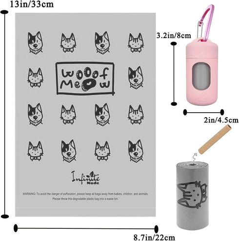 1) Dog Poop Bag Dispenser for Leash with Snap Clip, Skin-friendly Texture Waste Bag Holder for Dog Walks and Cats, Pets