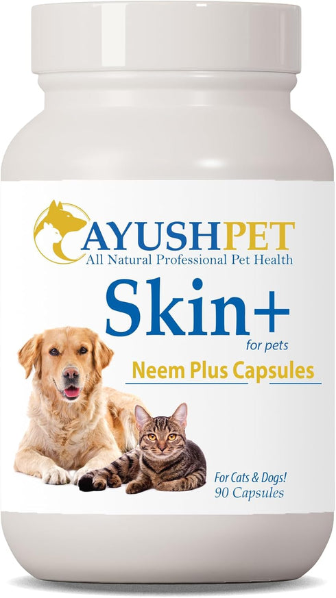 Ayush Pet Skin Plus, Neem Supplement, 90 Capsules for Healthy Skin and Coat